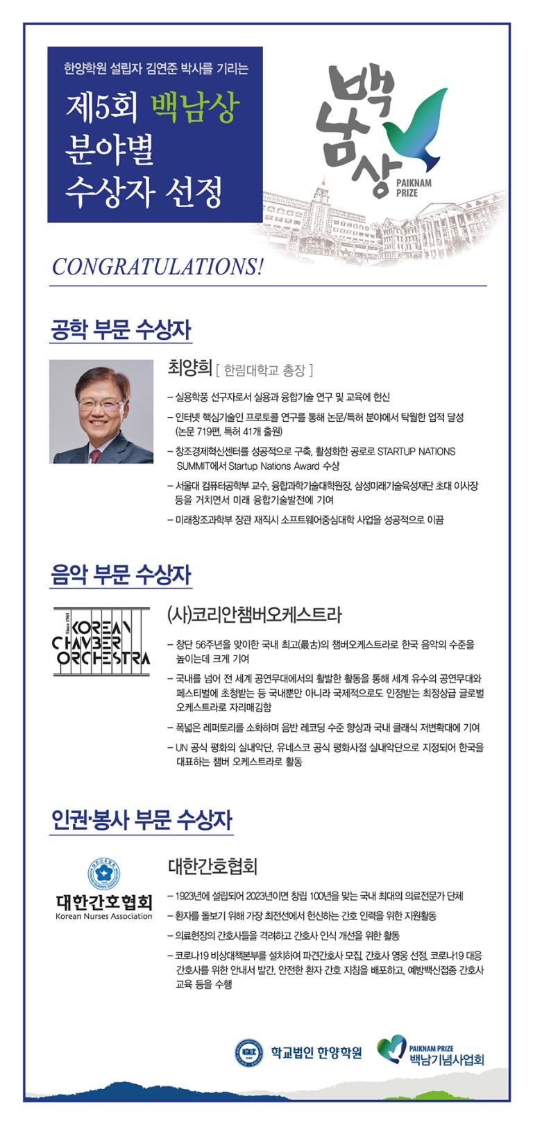 제5회 백남상 수상자 발표